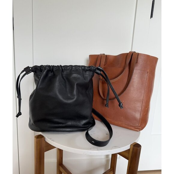 New Madewell Leather Piazza Bucket Bag Shoulder Strap Crossbody Purse Old Money - Picture 5 of 12